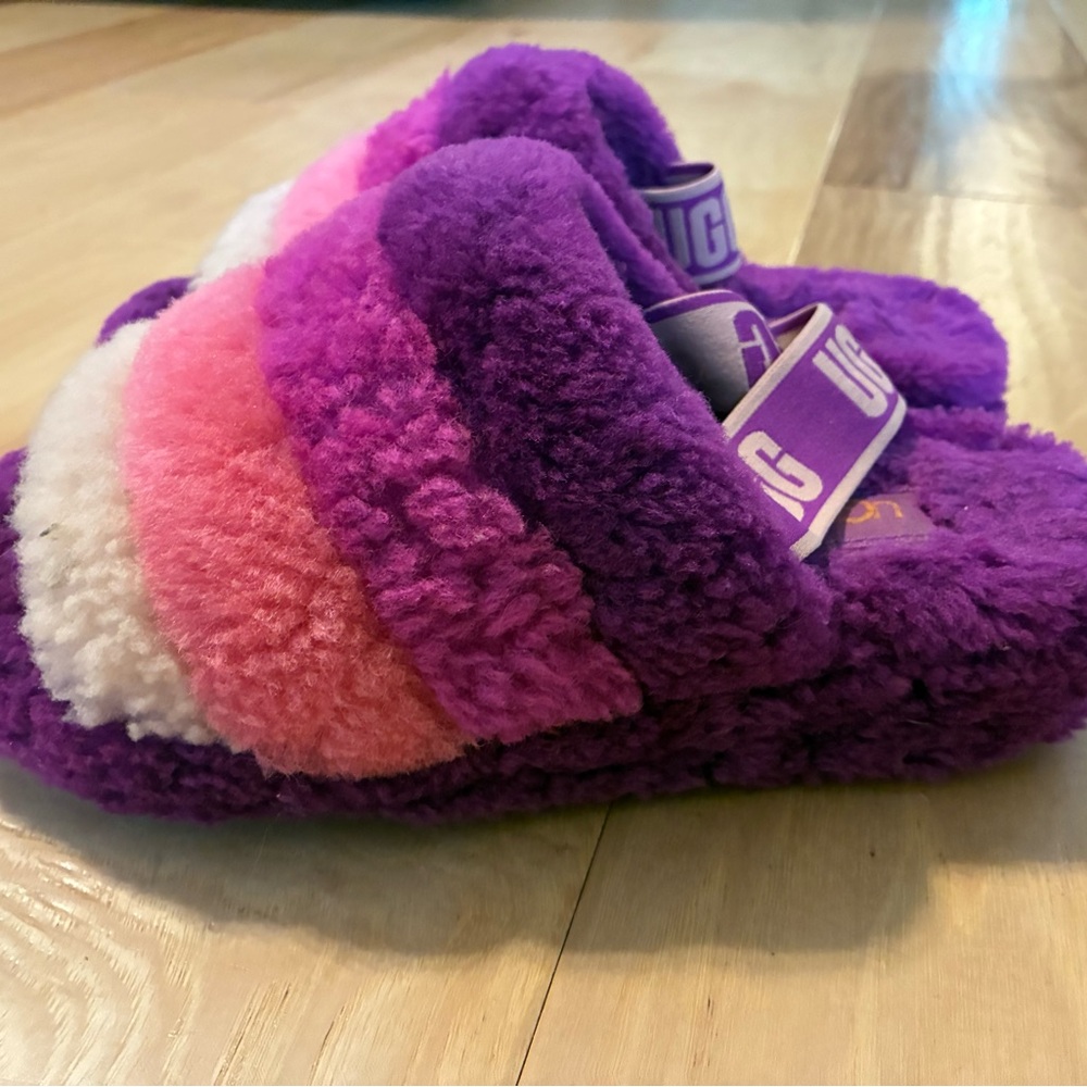 UGG Fluff Yeah Slide Berrylicious Multi Sheepskin Size 7 - Picture 5 of 9